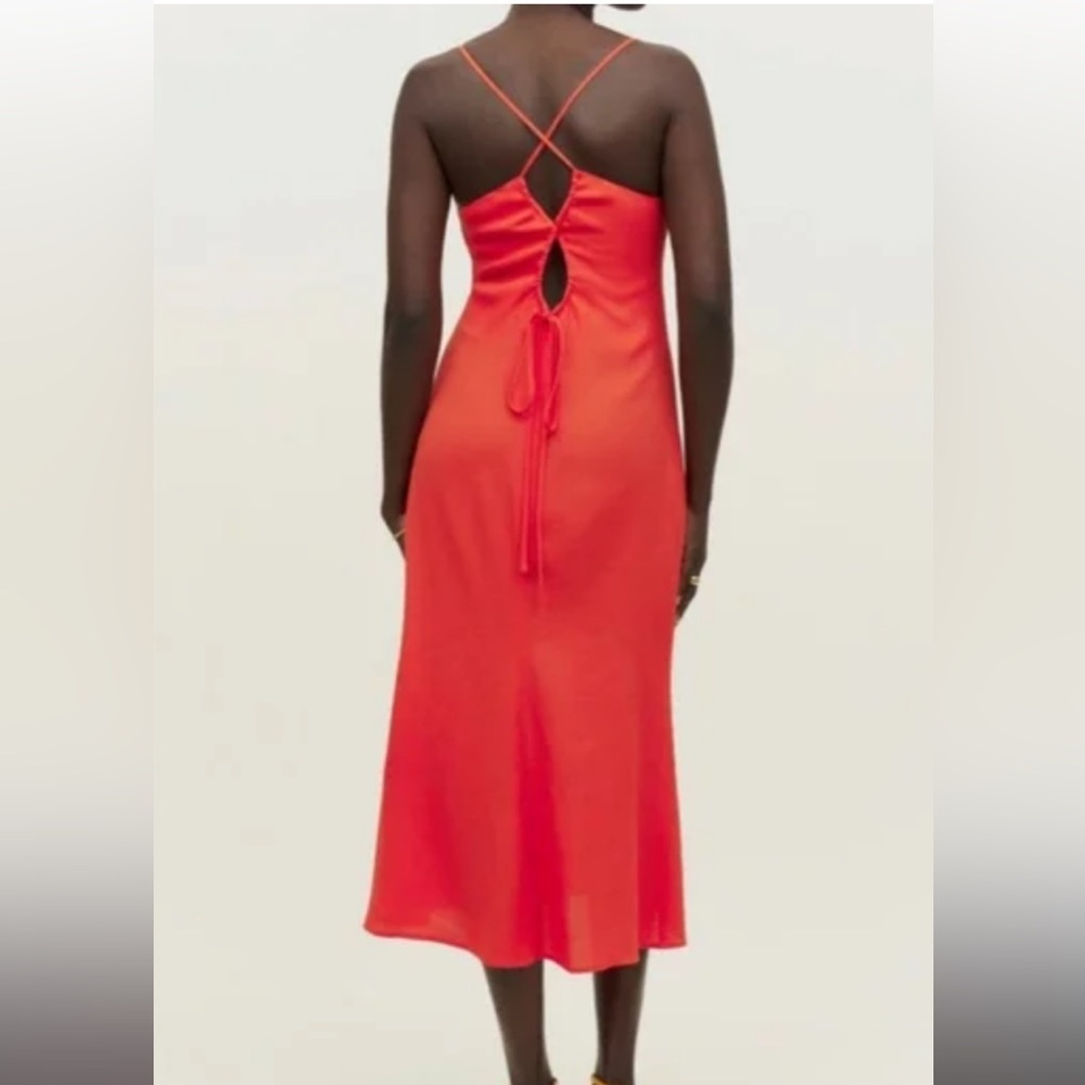 Reformation Bright Red Spaghetti-Strap Midi Dress